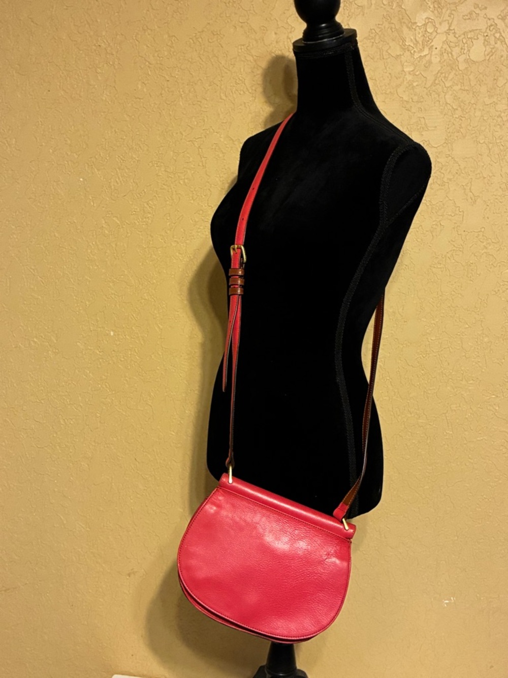 Vera Bradley Red Leather Crossbody Saddle Bag